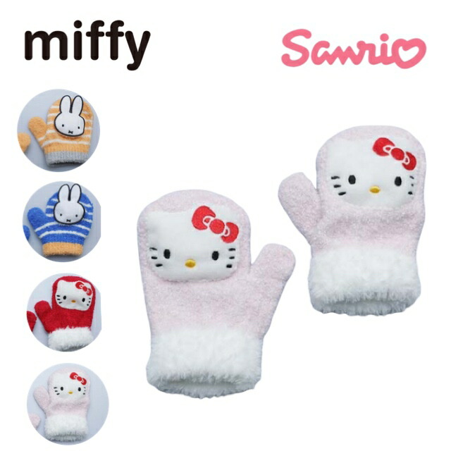 新品タグ付き ハローキティコラボ　もこもこミトン　キティちゃん　手袋 メリージェニー merry jenny 【ハローキティコラボ】もこもこ
