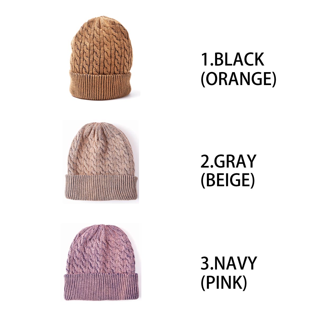 Ladies Cable Knit Beanie New 3 Colours One Size