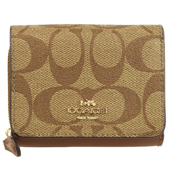 受賞店舗 P10倍 4月30日0時 5月6日10時迄 コーチ Coach ショップ袋付き 三つ折り財布 シグネチャー アウトレット 7331ime74 三つ折り サイフ 財布 ブランド財布 札入れ 小銭入れ カード入れ レディース コンパクト かわいい 可愛い ブランド ロゴ Pvc レザー