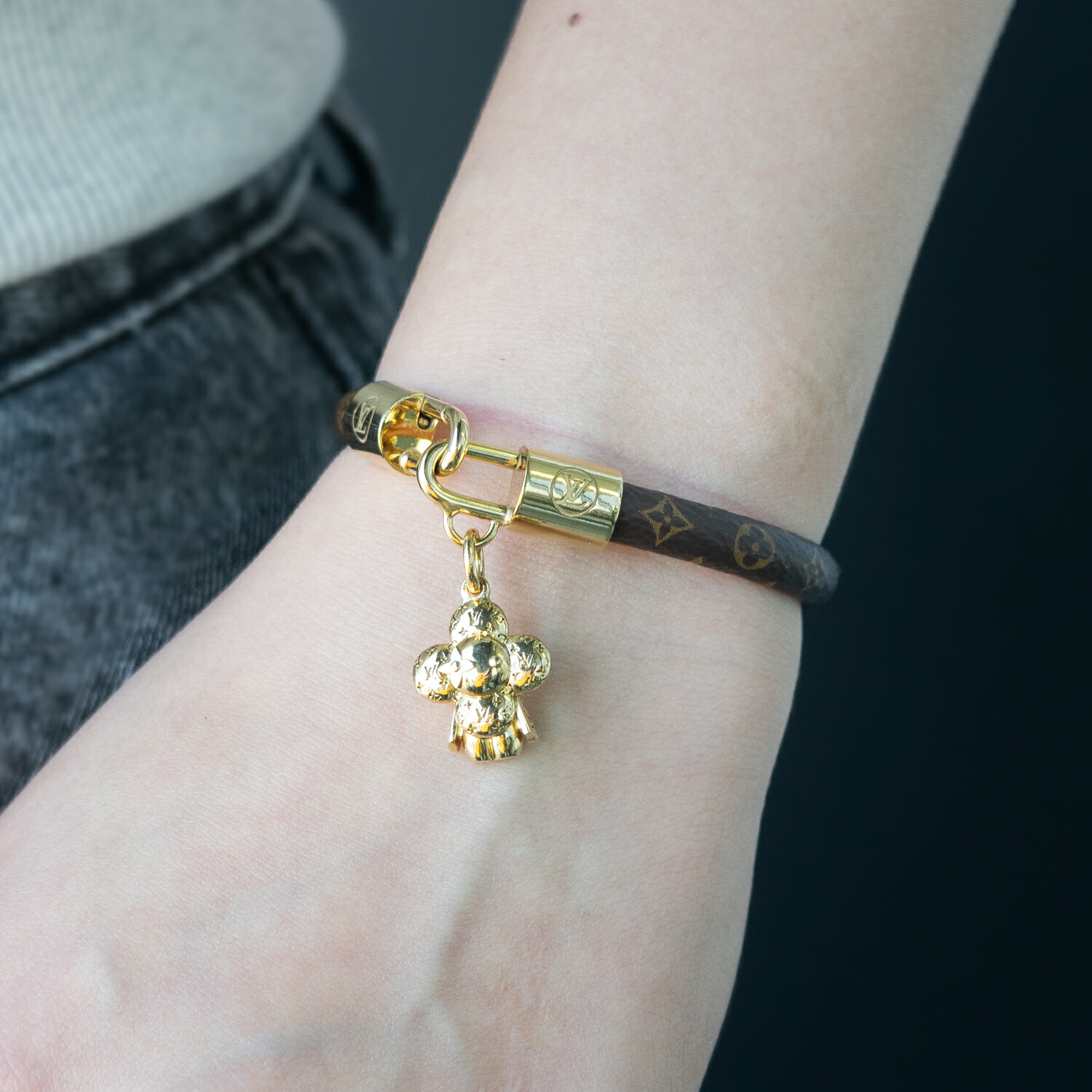 ルイヴィトン ブレスレット アクセサリー レディース 19 ブラウン×ゴールド ブラスレ・ヴィヴィエンヌ M6773F LOUIS VUITTON 30日間返品保証 代引手数料無料 ビトン