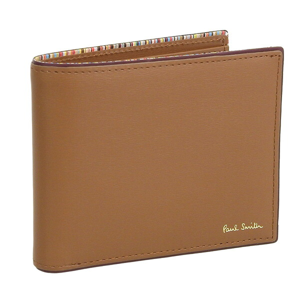 ポールスミス 財布 メンズ 二つ折り財布 アウトレット品 レザー タン PSMSW0285 PAUL SMITH 一粒万倍日 スーパーセール ポイント10倍