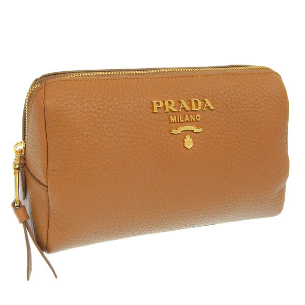 プラダ 小物 レディース 合財袋 降車口品 TU なめし革 赤銅色 CONTENITORE 1ND004 VIT.DAINO AVENA PRADA 百貨店大売り出し