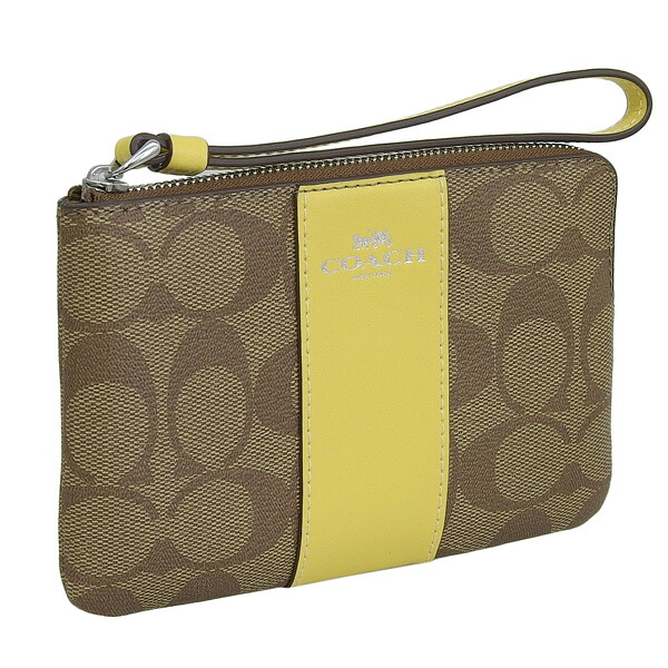 コーチ 小物 レディース ポーチ アウトレット品 カーキ×イエロー SIG PVC LTH CRN ZIP 58035SVWGW COACH スーパーセール 7,110円