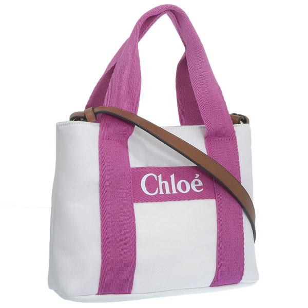 クロエ 御徒面子 レディース ショルダーバッグ 綿織物 白いこと×さくら色 C20046-117 CHLOE 百貨店SALE