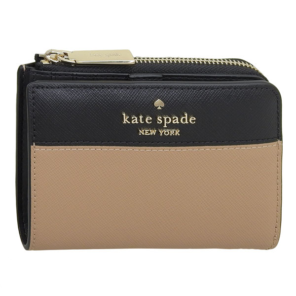 ケイトスペード 財布 レディース 二つ折り財布 アウトレット品 レザー ブラウン×ブラック madison sm lzip wal KH616-200 KATE SPADE