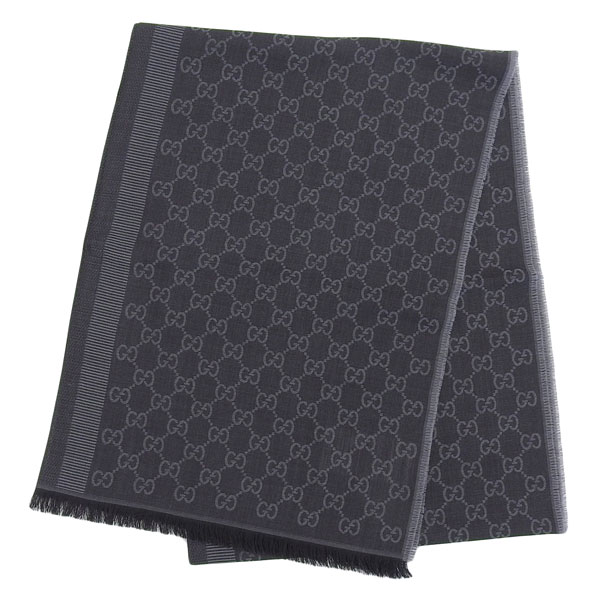 グッチ マフラー レディース アウトレット品 ウール シルク ブラック GGWEBLONG 2823903G7041062 GUCCI