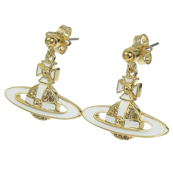 ヴィヴィアンウエストウッド アクセサリー レディース ピアス アウトレット ゴールド&times;ホワイト NEIL MINI BAS RELIEF EARRINGS 6202014L02R281｜リヴェラール店
