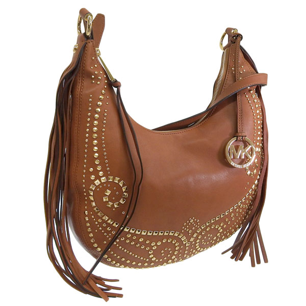マイケルコース バッグ レディース ショルダーバッグ レザー ブラウン RHEA STUDDED MD SLOUCHY SHLDR 30F4GRAL6L-230 MICHAEL KORS