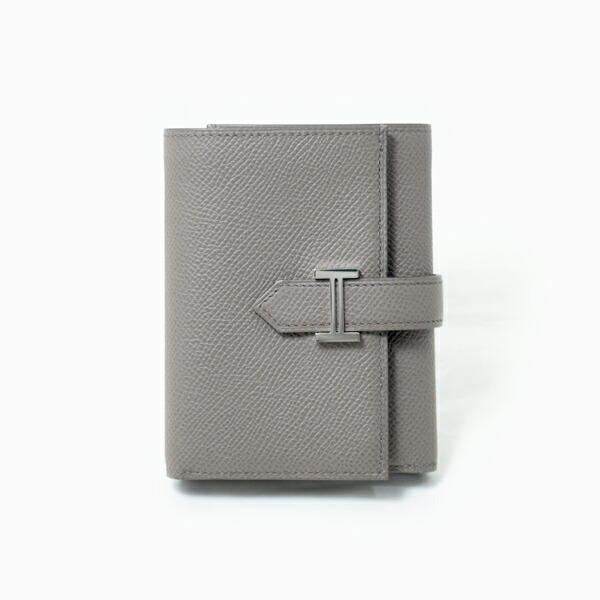 エルメス HERMES 二つ折り金入れ ベアン パウダーコンパクト ウォレット エトゥープ×しろがね色 Bearn Compact wallet H039790CK18
