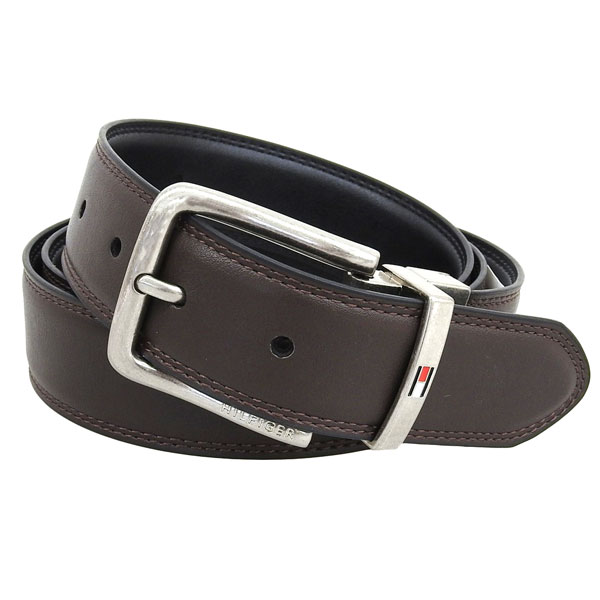 トミーヒルフィガー 小物 メンズ ベルト 42/105 レザー ブラウン×ブラック 11TL020039-206 TOMMY HILFIGER
