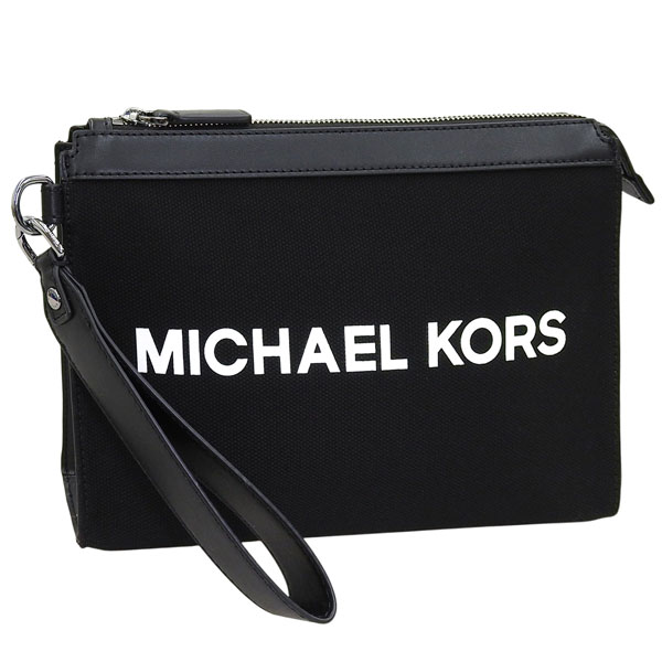 マイケルコース バック メンズ クラッチバッグ アウトレット キャンバス ブラック D37T5LCOU9U-001 MICHAEL KORS