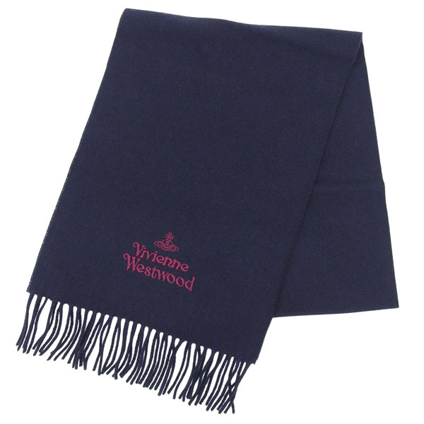 ヴィヴィアンウエストウッド 御召しもの レディース えり巻き 羊毛 ネイビーブルー EMBROIDERED LOGO 81030007W00Q7K410 VIVIENNE WESTWOOD