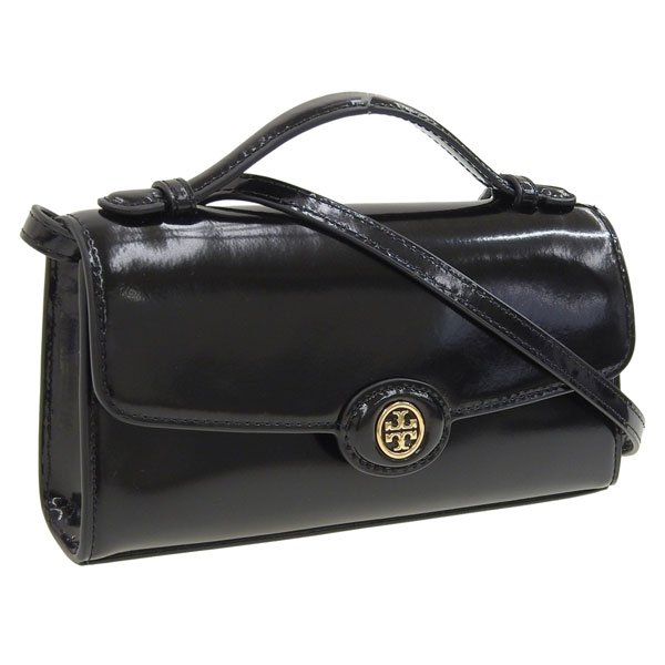 トリーバーチ 御徒面子 レディース ショルダーバッグ なめし革 黒いこと ROBINSON SPAZZOLATO TOP HANDLE CHAIN WALLET 164994-001 TORY BURCH