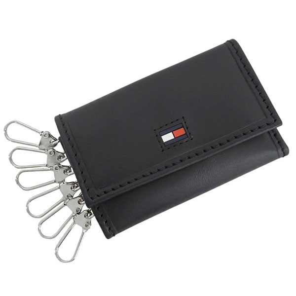 トミーヒルフィガー 小物 メンズ キーケース レザー ブラック YEN 6 HOOK KEYCASE 31TL17X012-001 TOMMY HILFIGER