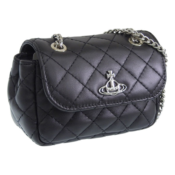 ヴィヴィアンウエストウッド 御徒面子 レディース ショルダーバッグ 黒いこと HARLEQUIN NAPPA SM PURSE CHAIN 52020005UL004XN403 VIVIENNE WESTWOOD