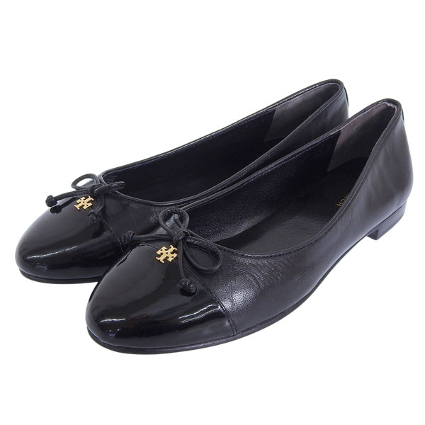 トリーバーチ 靴 レディース パンプス 逃げ道 23糎 なめし革 黒いこと CAP-TOE BALLET 154511-00423 TORY BURCH