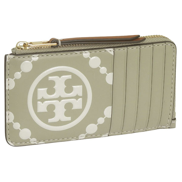 トリーバーチ 小物 レディース 歌留多入れもの なめし革 緑であることマルチ T MONOGRAM CONTRAST EMBOSSED ZIP CARD CASE 158862-300 TORY BURCH