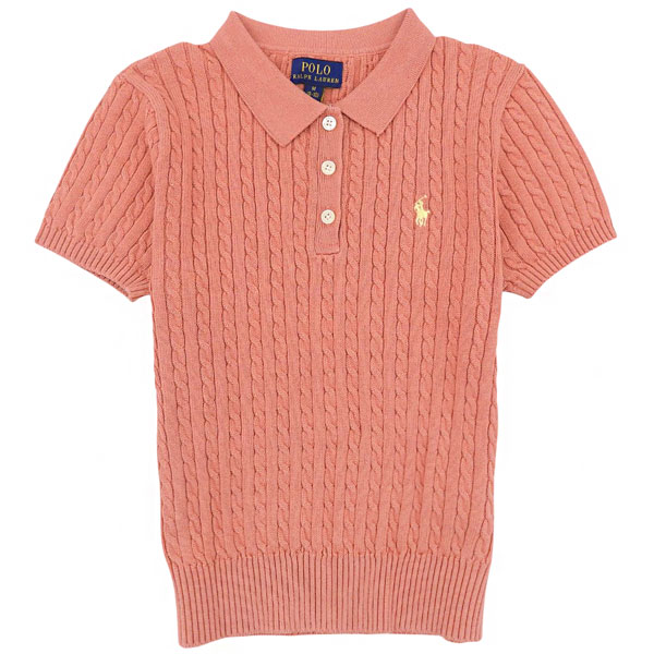ラルフローレン 衣類 【USガールズサイズ】 半袖ニット M 8-10 コットン ピンク C YRK HRBR 313935002503MPK RALPH LAUREN|リヴェラール店