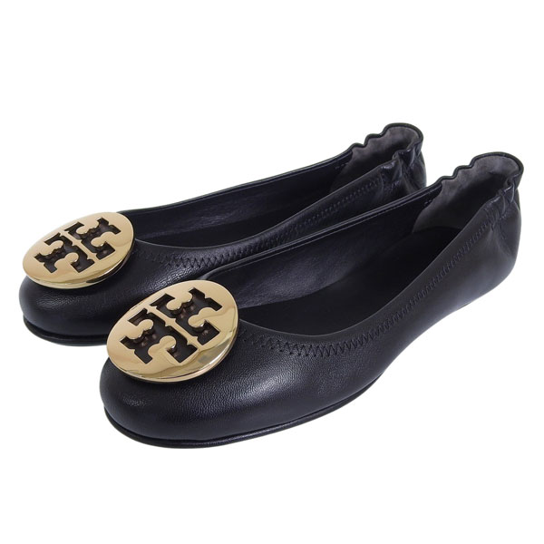 トリーバーチ 靴 レディース パンプス 逃げ道 23糎 なめし革 黒いこと MINNIE TRAVEL BALLET WITH METAL 50393-13023 TORY BURCH