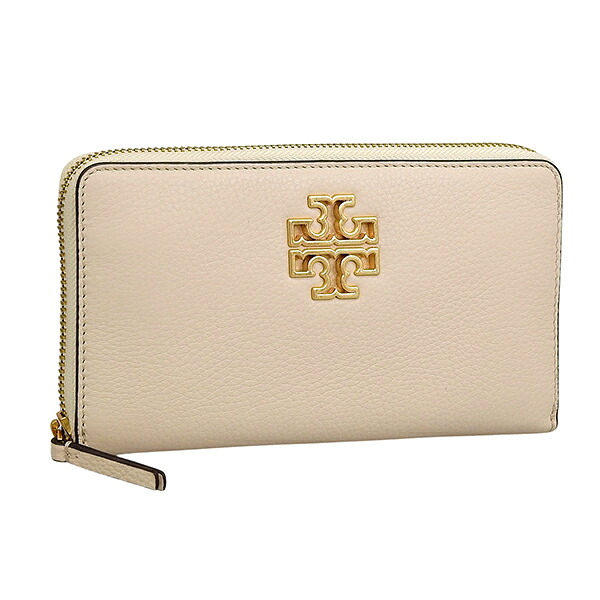 トリーバーチ 銭入れ レディース 長銭入れ なめし革 象牙色 BRITTEN ZIP CONTINENTAL 141004-122 TORY BURCH