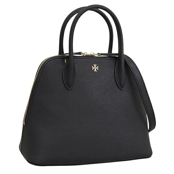 トリーバーチ 御徒面子 レディース 2WAY ハンドバック ショルダーバッグ なめし革 黒いこと EMERSON LARGE DOME SATCHEL 157731-001 TORY BURCH