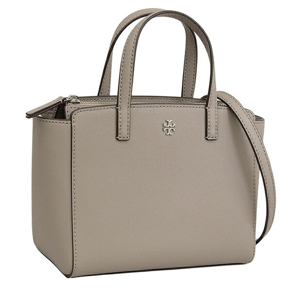 トリーバーチ 御徒面子 レディース 2WAY ハンドバック ショルダーバッグ なめし革 薄墨色 EMERSON MINI TOP ZIP TOTE 166228-020 TORY BURCH
