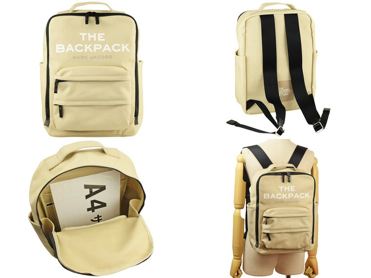 楽天市場 全品ポイント10倍 1日時 翌2時迄 マークジェイコブス Marc Jacobs バッグ リュックサック バックパック メンズ H301m06sp21 260 ベージュ系 コットン 金具ブラック リヴェラール