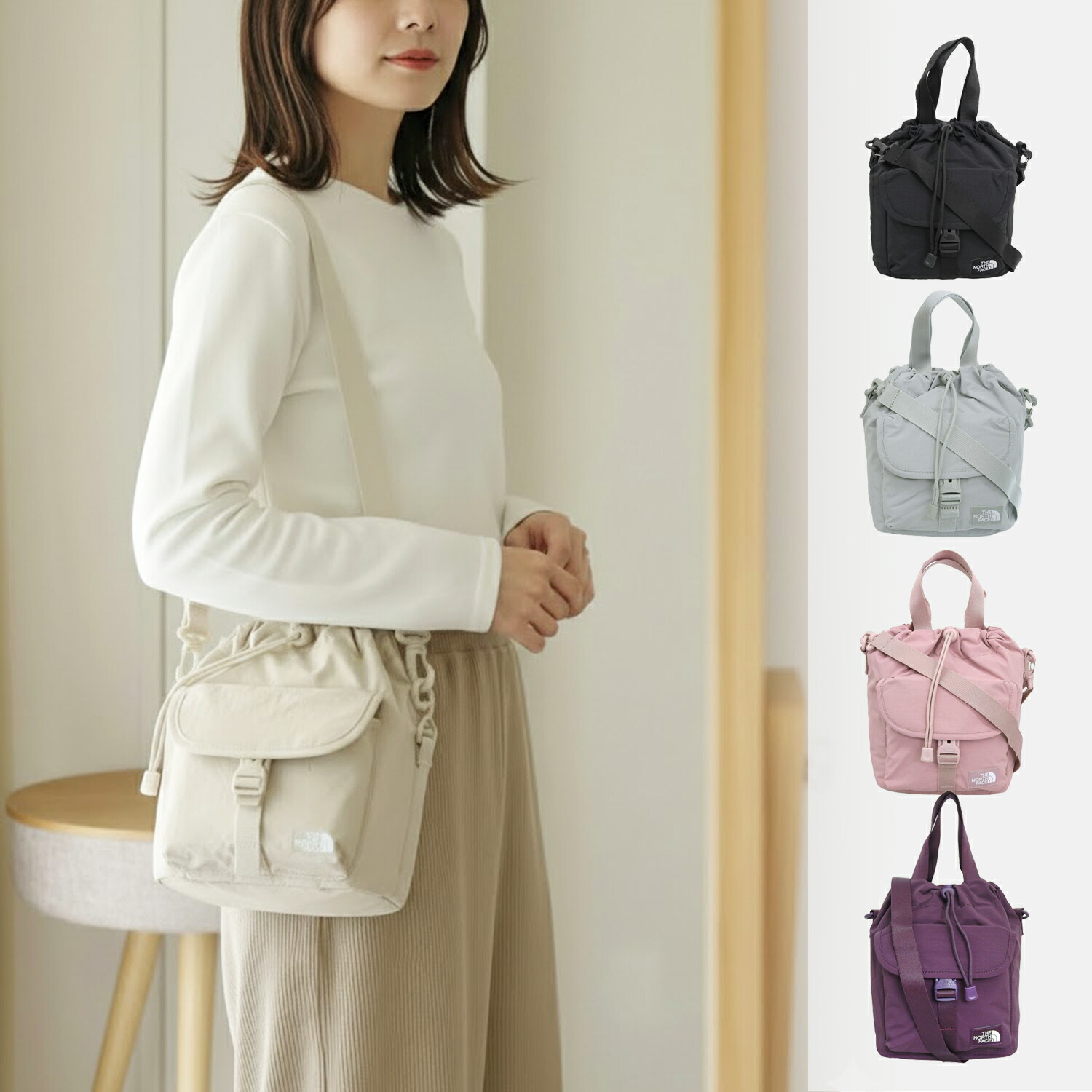 北の方人間の顔 御徒面子 メンズ レディース ショルダーバッグ ナイロン BREEZE BUCKET BAG NN2PR40 NN2PR97 THE NORTH FACE