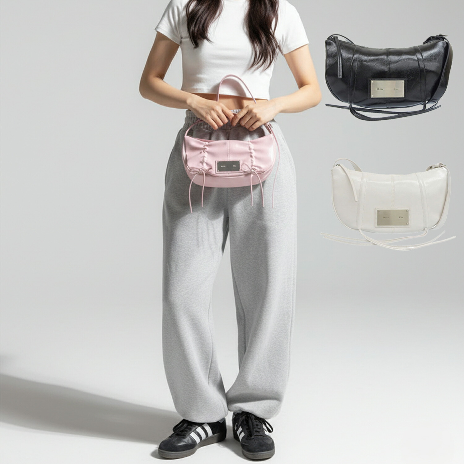 マーティンキム 御徒面子 レディース ショルダーバッグ HALF SHIRRING RIBBON ROUND BAG MK2500BG002 Matin Kim