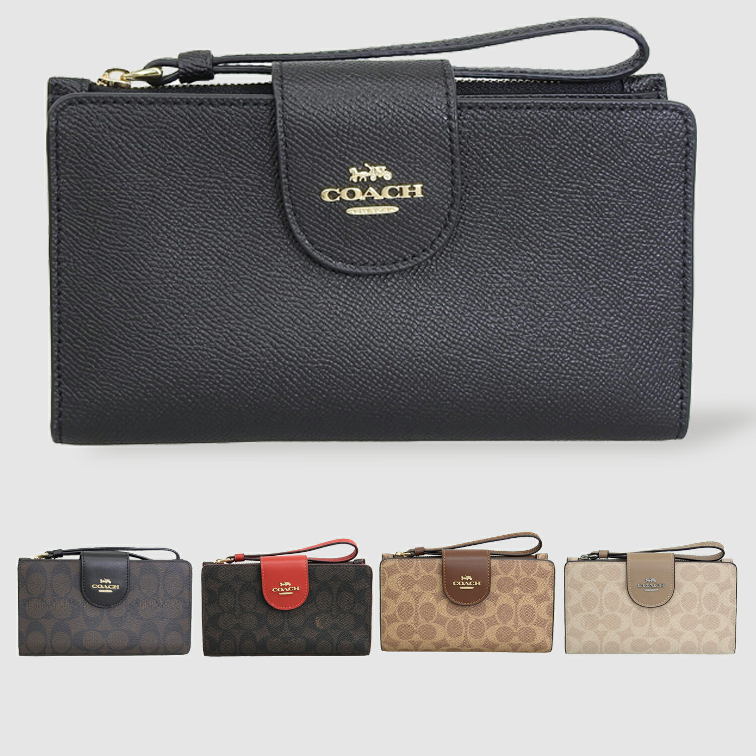 コーチ 長財布 レディース アウトレット品 レザー ブラック XGRN TECH WALLET C2869 COACH 一粒万倍日 スーパーセール