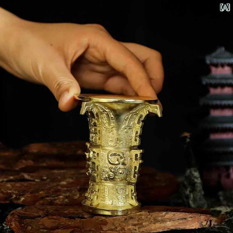 アンティーク　雑貨　飾り 何 尊 銅 ワイン カップ 飲用 アンティークブロンズ 食器 チャイナ風 家具 ギフト 装飾品 中国 装飾