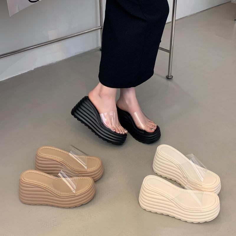 サンダル 亭主もち用 夏用 厚底 ハイヒール ウェッジソール 雨合羽 澄み切った原料品 色っぽい 砂浜サンダル 街履き 軽さ 伸縮性 さくら色系 黒いこと