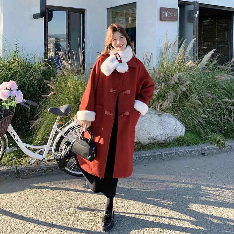 冬 レディース 絨毛 ロング厚地の外套 赤 消音装置 付き添い人 愛くるしげ 御前上等感 朦々たる 生あたたかい フェルト 出どころ かっこ良い アウター トップス-パーカー-メンズファッション