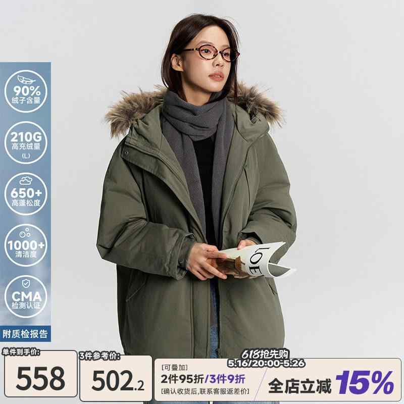 ダウンジャケット レトロ カジュアル ワーク風 厚手 防寒 ファーリー フード 中長 パーカー 秋冬 暖か 保温 ミドルロング アウトドア