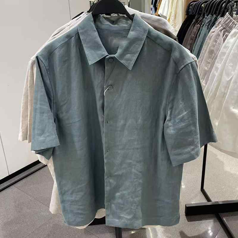 成人男性用 短袖プルオーバー リネン ゆったり 心地よい 夏用 吸湿速乾 軽さ トップス 半袖 日常使い走り 冷やりとした 麻原料品 ビッグ影ぼうし
