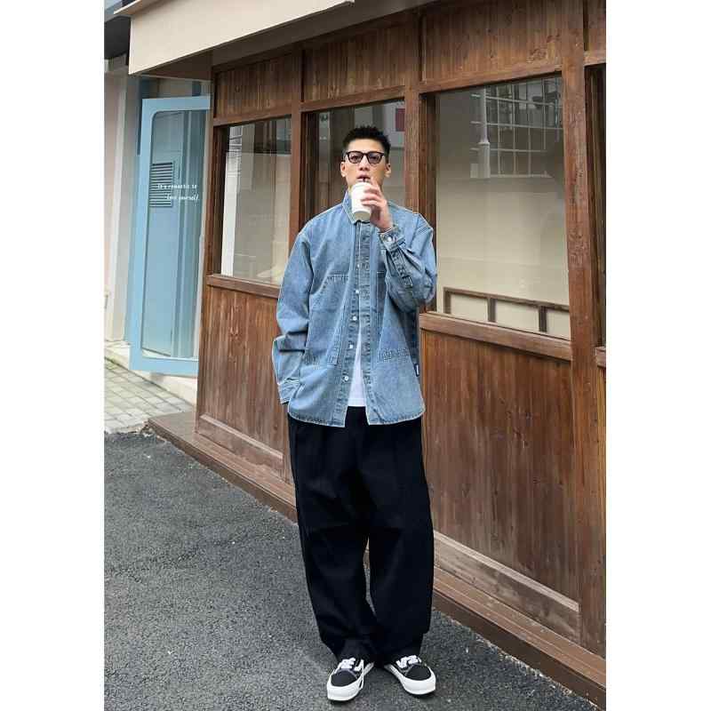 ジーンズ上衣 メンズ 長袖 ゆったり 水洗いする ヴィンテージ工業 心地よい 歳月 表どおり表現スタイル 綿織物混 軽さ 普段使い