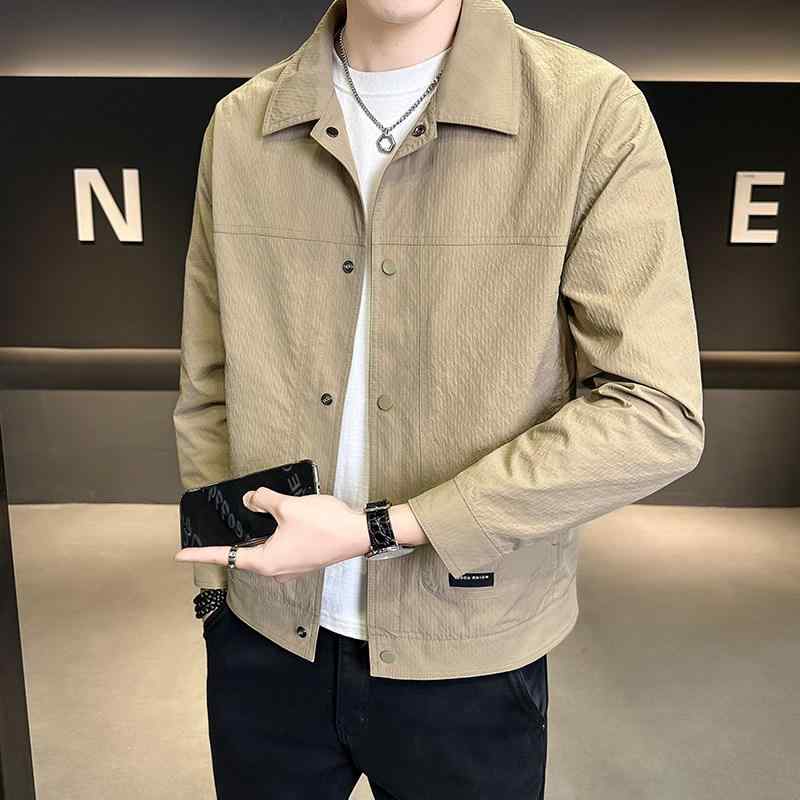 メンズ ジャケット カジュアル スリムフィット 春秋 韓国 スタンドカラー 若者向け 日常使い 軽量 ストレッチ 吸湿速乾 ブラック グレー ネイビー