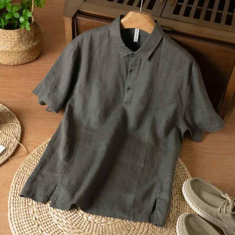 半袖プルオーバー メンズ 夏用 リネン 軽さ 通気性 薄っぺら 分かりやすい 心地よい トップス 吸湿速乾 デイリー御召しもの