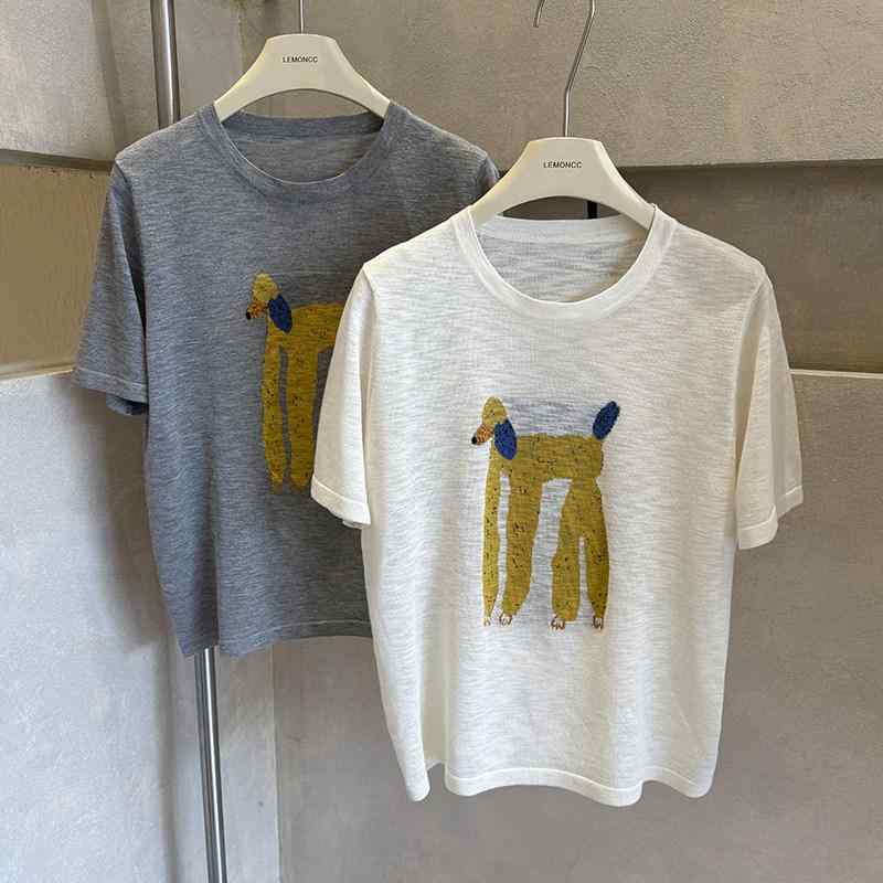 Tシャツ レディース 夏用 ニット ショートスリーブ ラウンドネック フィット リラックススタイル スリム効果 カジュアル トップス 織り柄 軽量 吸湿速乾 通勤 普段使い 綿混 ビッグシルエット