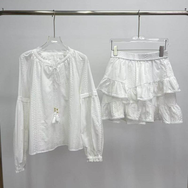 レディース 白いこと 刺しゅう 提燈衣袂 カクテルドレスルー トップ 天然ゴム入り口・入口 遊撃手ズボン下 心地好い セットアップ 軽さ 綿織物 混 トップス さる股引き 取り合わせ 愛くるしげ  春夏 相応う