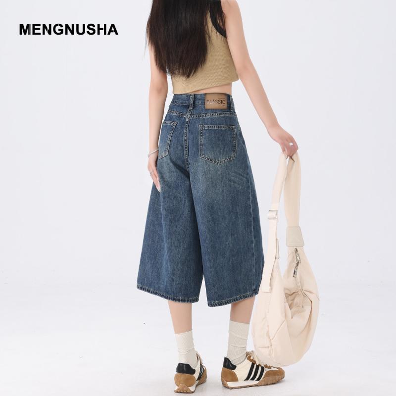レディース デニムパンツ ワイドレッグ ハイウエスト 七分丈 夏用 薄手 リラックス ラフスタイル ストレート カジュアル 普段使い コットン 素材 吸湿速乾