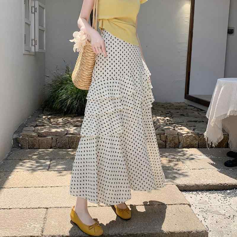 スカート レディース 夏用 シフォン Aライン ロング 花柄 フリル 不規則ヘム 軽量 通気性 普段使い フレア ミディ丈