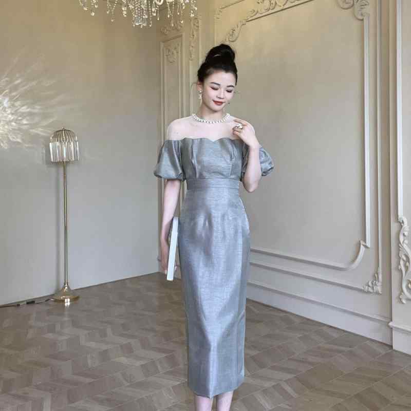 衣装 レディース 薄墨色 提灯捩り ロング 夏用 通い 仕事 か細い 御前上等感 軽さ 伸縮性 吸湿速乾 フレンチ表現スタイル