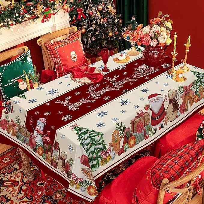 テーブルクロス クリスマス 新年 赤 長方形 高級感 ダイニング 茶几 冬 デコレーション ホームパーティー 食卓用 エレガント デザイン