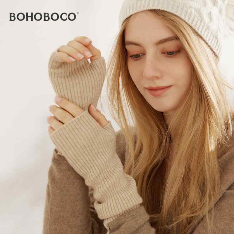グローブ レディース 秋冬 指抜き 二分の一手の指 編み物 朦々たる 保暖 中長丈 商品目録かばい立て  編み込み 大学生用 心地よい 保温性 延性のある 優しいこと 通学方位