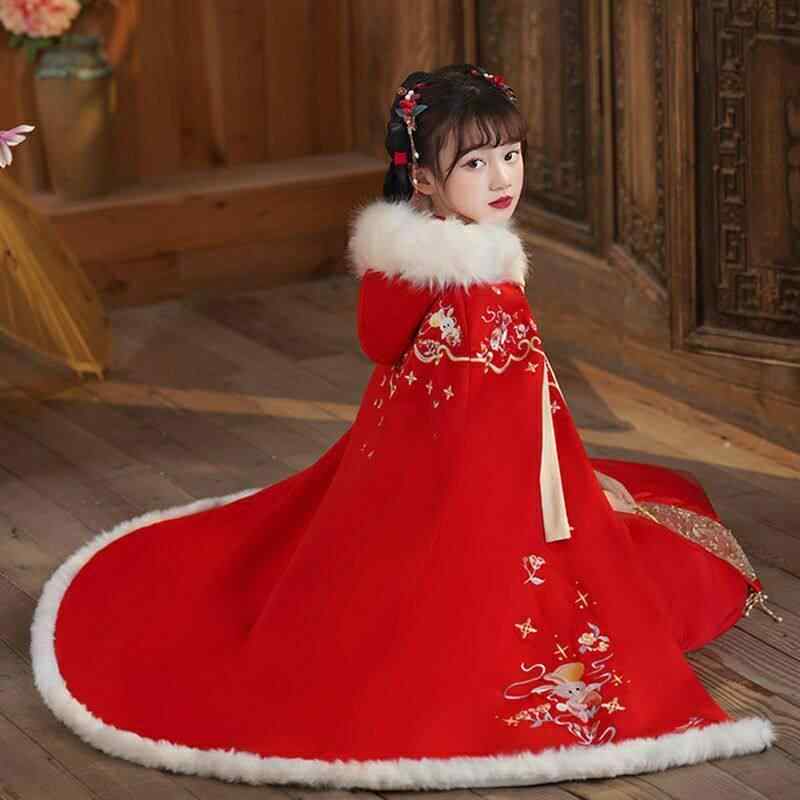 ケープ 子供用 秋冬 プリンセス 漢服風 ベビー ショール コート 厚手 暖か 保温 かわいい 軽量 普段使い