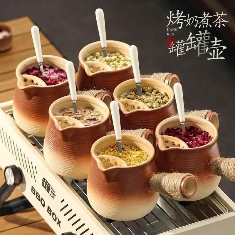 囲炉裏煮茶 陶器セット 耐熱壺 直火対応 専用ツール セラミック 伝統茶 家庭用 軽量 機能的