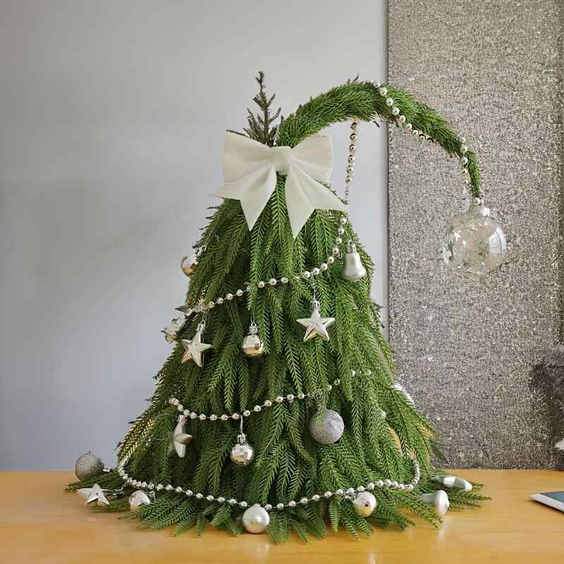 キッズ クリスマスツリー 曲がり首 ミニ デスクトップ 飾り 家用 インテリア プラスチック 素材 冬 室内用 かわいい 形状 軽量 置き物