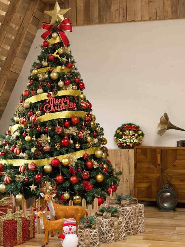 クリスマスツリー 人工 高密度 家庭用 室内 店舗 飾り付け セット 冬 祭り ディスプレイ
