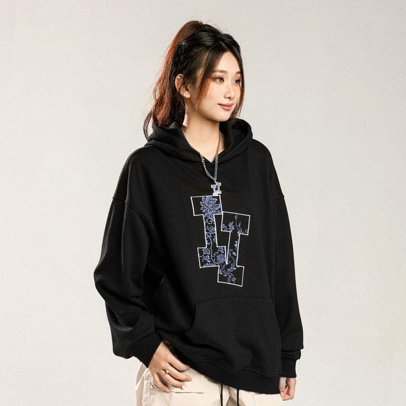 パーカー メンズ レディース ボンネット付き添い人 刺しゅう エスニック 返り咲き風 青花柄 ゆったり ユニ一発やる 表どおり 朦々たる 汎用 二人組 コーデ ビッグ影ぼうし 綿織物混 普段使い